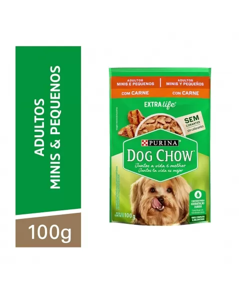 Ração Úmida Sachê Dog Chow Adultos Raças Pequenas - Sabor Carne Ao Molho 100G