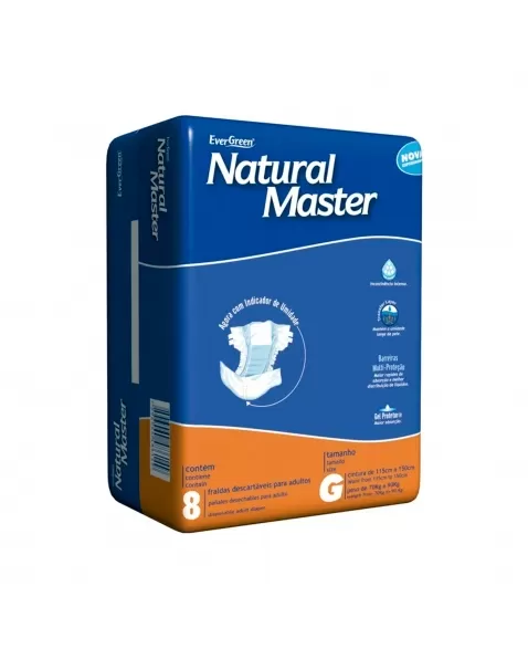 Fralda Descartável Para Adulto Natural Master G - 8 Unidades