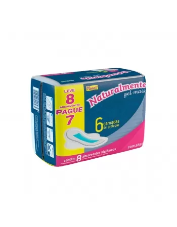 Absorvente Naturalmente Gel Mais Com Abas Leve 8 Pague 7