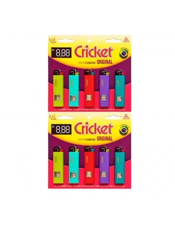 Isqueiro Cricket Aquarela Original - Cartela Com 10 Unidades