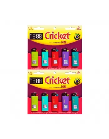 Isqueiro Cricket Aquarela Mini - Cartela Com 10 Unidades