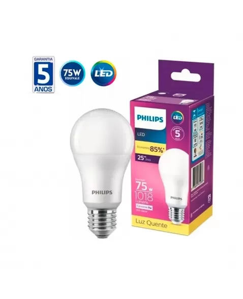 Lâmpada Philips Led Bulbo 11W (75W) 1018 Lúmens