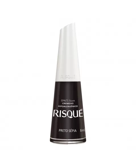 Esmalte Risqué Escuro Cremoso Preto Sépia 8Ml - Caixa Com 6 Unidades Nu