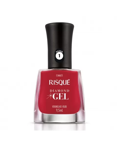 Esmalte Risqué Diamond Gel Vermelho Rubi Cremoso 9,5Ml - Caixa Com 6 Unidades Nu