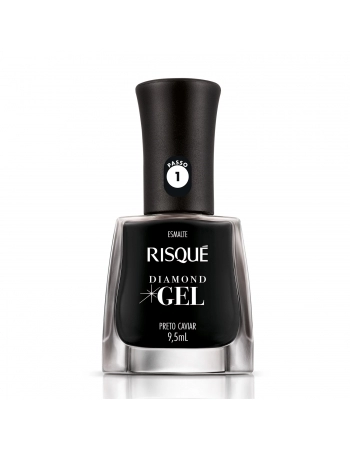 Esmalte Risqué Diamond Gel Preto Caviar Cremoso 9,5Ml - Caixa Com 6 Unidades Nu