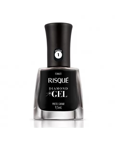 Esmalte Risqué Diamond Gel Preto Caviar Cremoso 9,5Ml - Caixa Com 6 Unidades Nu