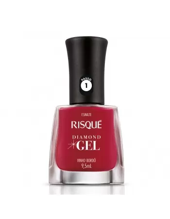 Esmalte Risqué Diamond Gel Vinho Bordô Cremoso 9,5Ml - Caixa Com 6 Unidades Nu