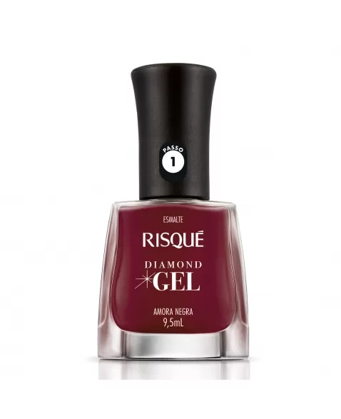 Esmalte Risqué Diamond Gel Amora Negra Cremoso 9,5Ml - Caixa Com 6 Unidades Nu