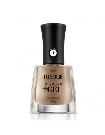 Esmalte Risqué Diamond Gel Cetim Dourado Metálico 9,5Ml - Caixa Com 6 Unidades Nu