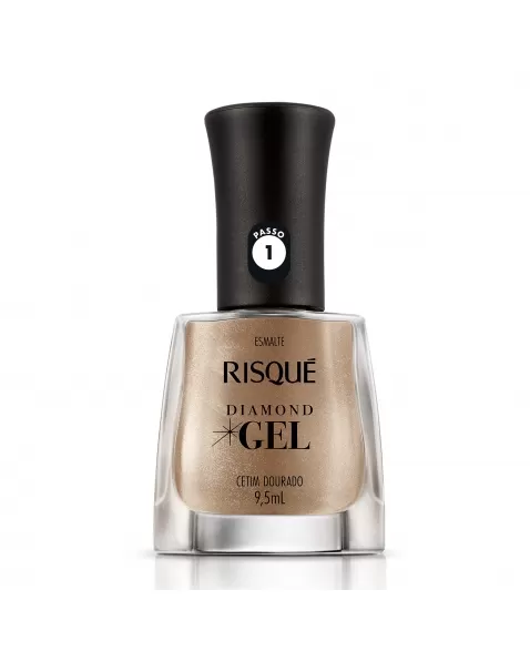 Esmalte Risqué Diamond Gel Cetim Dourado Metálico 9,5Ml - Caixa Com 6 Unidades Nu