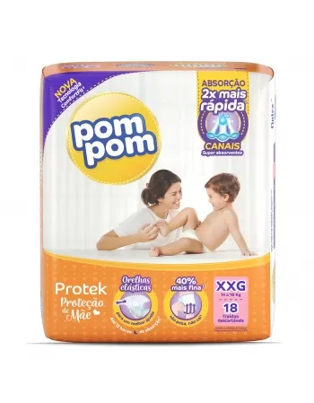 Fralda Pompom Protek Jumbo Xxg - Com 16 Unidades