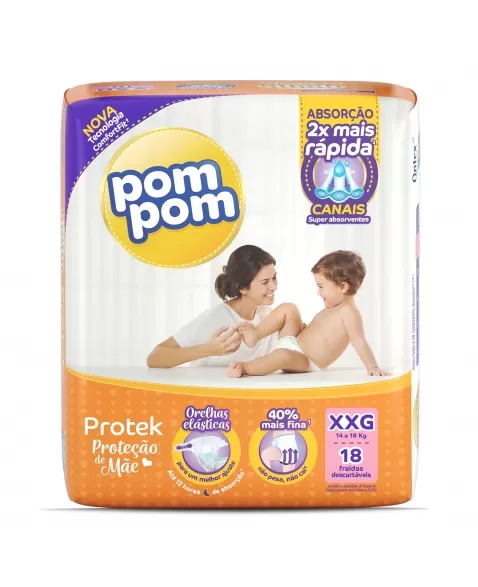 Fralda Pompom Protek Jumbo Xxg - Com 16 Unidades