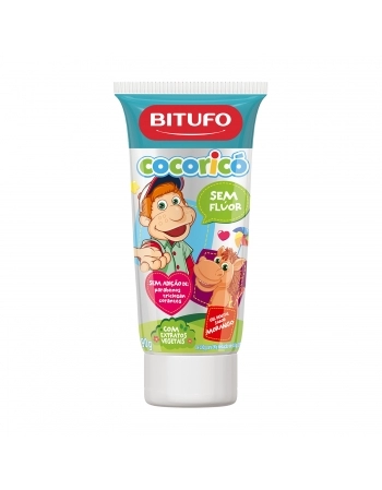 Gel Dental Bitufo Cocoricó Sem Flúor Sabor Morango 90G