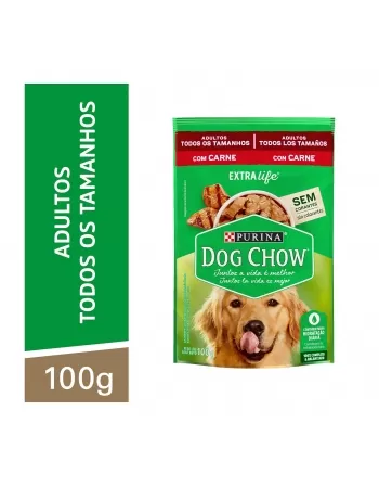 Ração Úmida Dog Chow Sachê Cães Adultos - Sabor Carne 100G