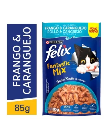 Ração Úmida Felix Sachê Fantastic - Sabor Mix Frango E Caranguejo 85G