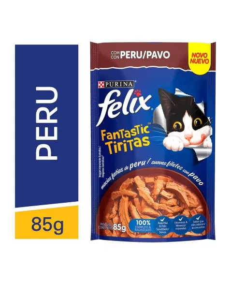 Ração Úmida Felix Sachê Fantastic - Sabor Tiritas Peru 85G