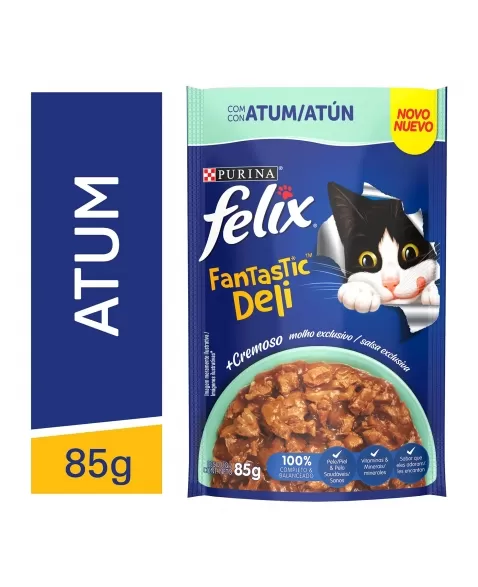 Ração Úmida Felix Sachê Fantastic Deli - Sabor Atum 85G