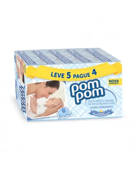 Sabonete Em Barra Infantil Pompom Hidratante 80G Leve 5 Pague 4