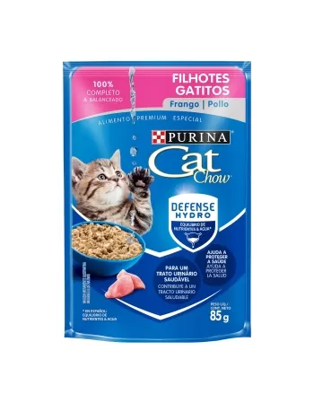 Ração Úmida Cat Chow Sachê Para Filhotes - Sabor Frango Ao Molho 85G