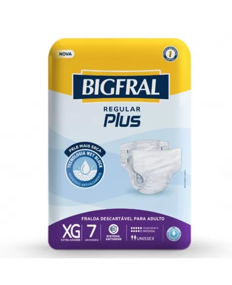 Fralda Bigfral Plus Regular Xg - Com 7 Unidades