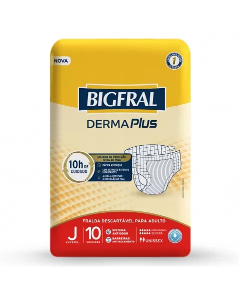 Fralda Bigfral Derma Plus Regular Juvenil - Com 10 Unidades