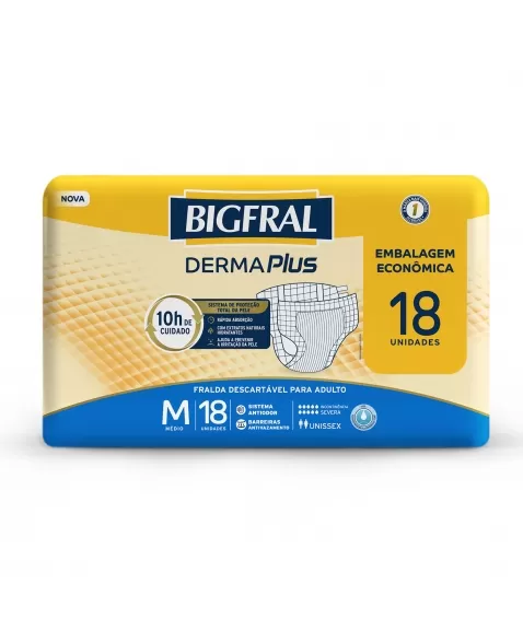 Fralda Bigfral Derma Plus Econômica M - Com 18 Unidades