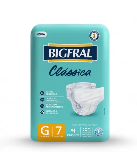 Fralda Bigfral Clássica Regular G - Com 7 Unidades