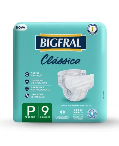 Fralda Bigfral Clássica Regular P - Com 9 Unidades