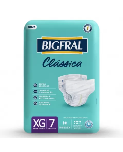 Fralda Bigfral Clássica Regular Xg - Com 7 Unidades