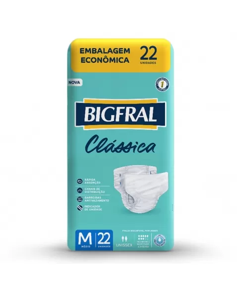 Fralda Bigfral Clássica Econômica M - Com 22 Unidades