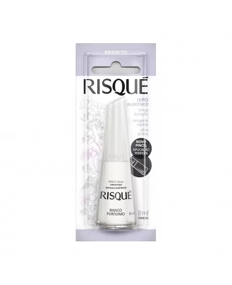 Esmalte Risqué Branco Cremoso Puríssimo 8Ml - Caixa Com 6 Unidades Blister