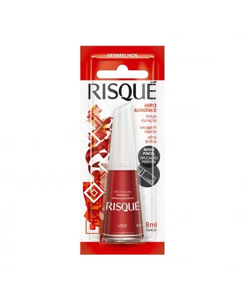 Esmalte Risqué Vermelho Cremoso Love 8ml - Caixa Com 6 Unidades Blister