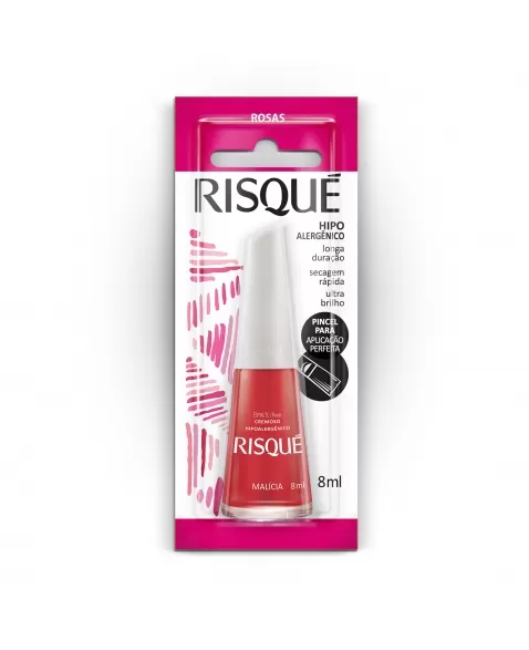 Esmalte Risqué Rosas Cremoso Malícia 8Ml - Caixa Com 6 Unidades Blister