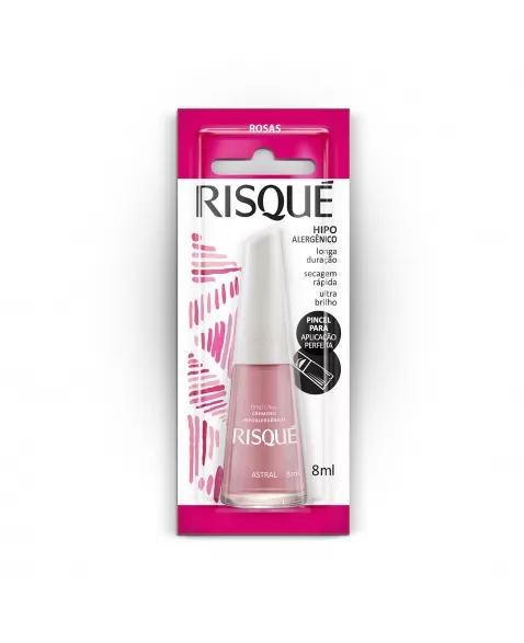 Esmalte Risqué Rosas Cremoso Astral 8Ml - Caixa Com 6 Unidades Blister