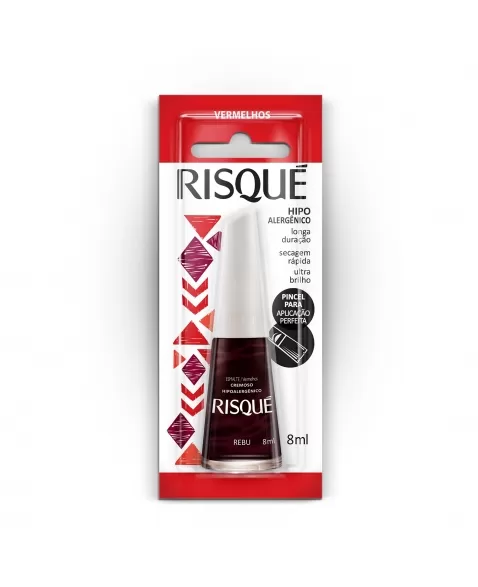 Esmalte Risqué Vermelho Cremoso Rebu 8Ml - Caixa Com 6 Unidades Blister