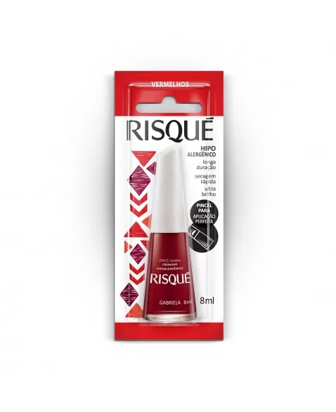 Esmalte Risqué Vermelho Cremoso Gabriela 8Ml - Caixa Com 6 Unidades Blister