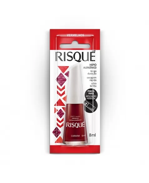 Esmalte Risqué Vermelho Cremoso Carmim 8Ml - Caixa Com 6 Unidades Blister