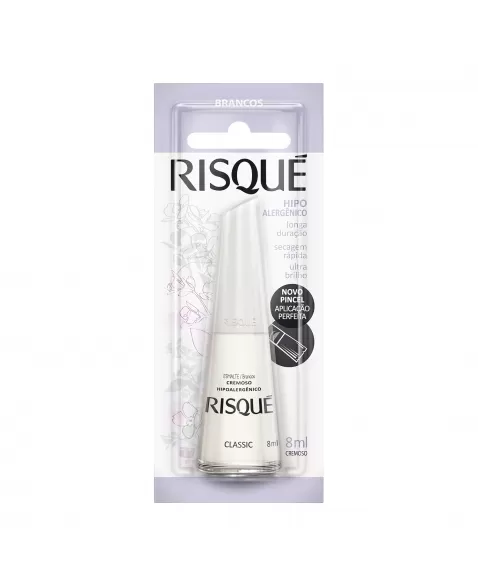 Esmalte Risqué Branco Cremoso Classic 8Ml - Caixa Com 6 Unidades Blister