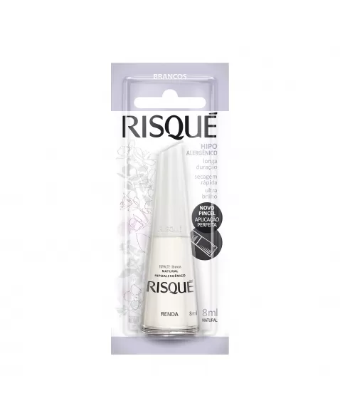 Esmalte Risqué Branco Natural Novo Renda 8Ml - Caixa Com 6 Unidades Blister