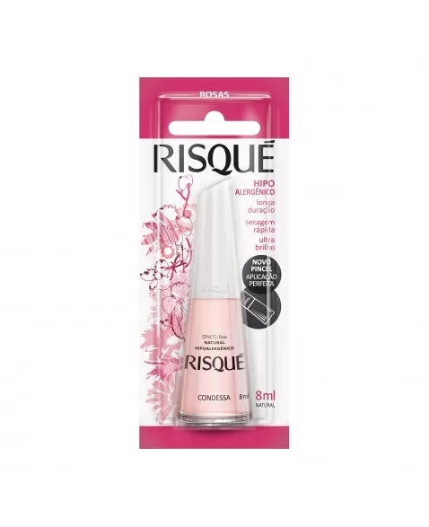 Esmalte Risqué Rosas Natural Condessa 8Ml - Caixa Com 6 Unidades Blister