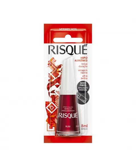 Esmalte Risqué Vermelho Metálico Rubi 8Ml - Caixa Com 6 Unidades Blister