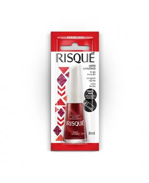 Esmalte Risqué Vermelhos Metálicos Maçã Do Amor 8Ml - Caixa Com 6 Unidades Blister