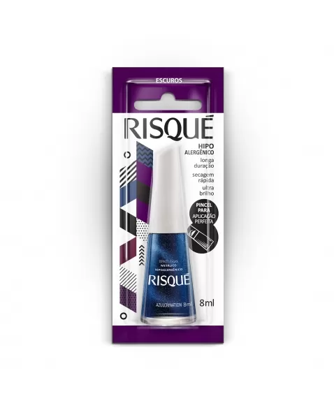 Esmalte Risqué Escuros Metálicos Azulcrination 8Ml - Caixa Com 6 Unidades Blister