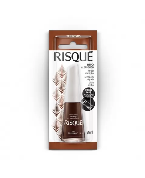 Esmalte Risqué Terroso Cremoso Café Brasileiro 8Ml - Caixa Com 6 Unidades Blister