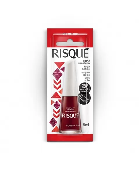 Esmalte Risqué Cremoso Escarlate 8Ml - Caixa Com 6 Unidades Blister