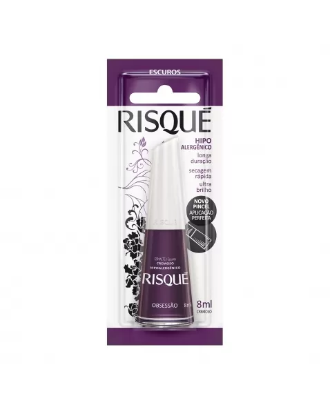 Esmalte Risqué Escuro Cremoso Obsessão 8Ml - Caixa Com 6 Unidades Blister