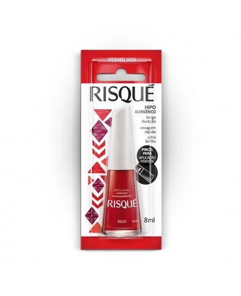 Esmalte Risqué Vermelho Cremoso Beijo 8Ml - Caixa Com 6 Unidades Blister