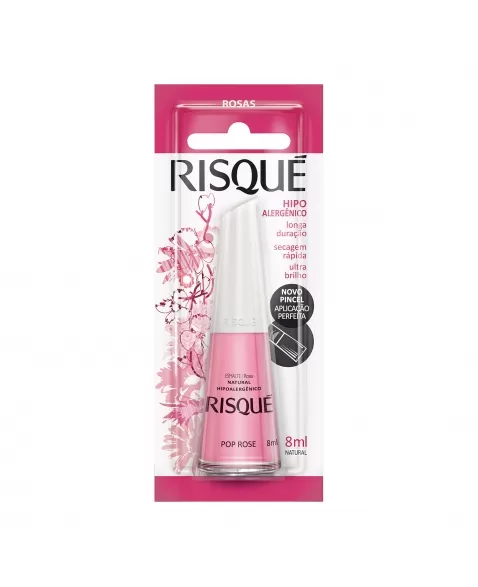 Esmalte Risqué Rosas Natural Pop Rosé 8Ml - Caixa Com 6 Unidades Blister