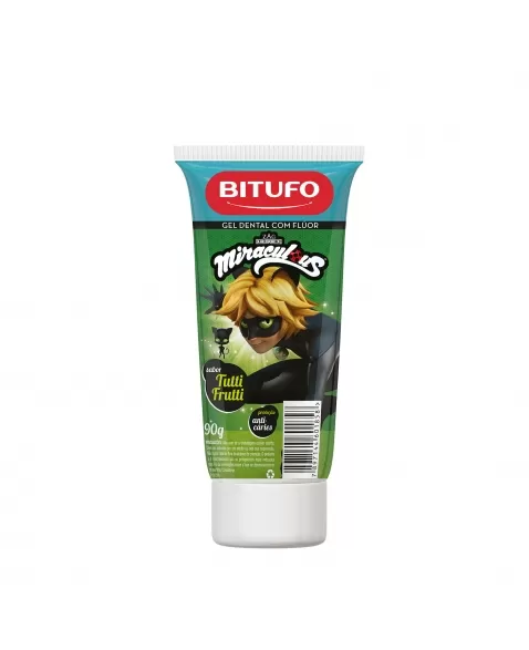 Gel Dental Bitufo Miraculous Com Flúor Sabor Tutti-Frutti 90G