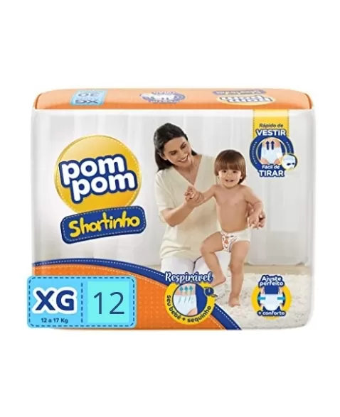 Fralda Pompom Shortinho Jumbinho XG - Com 12 Unidades